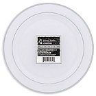 silver-rimmed-plastic-plates-4pk. inexpensive party. eventandpartyideas.com